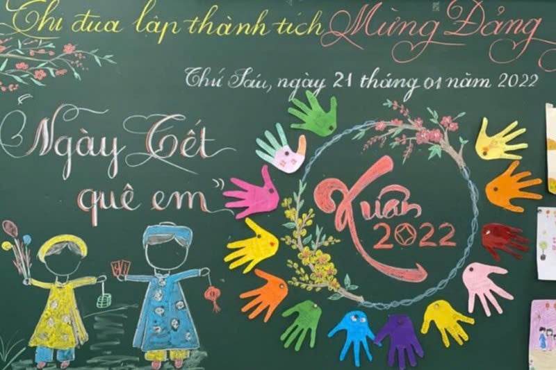 vẽ bảng trang trí Tết đẹp