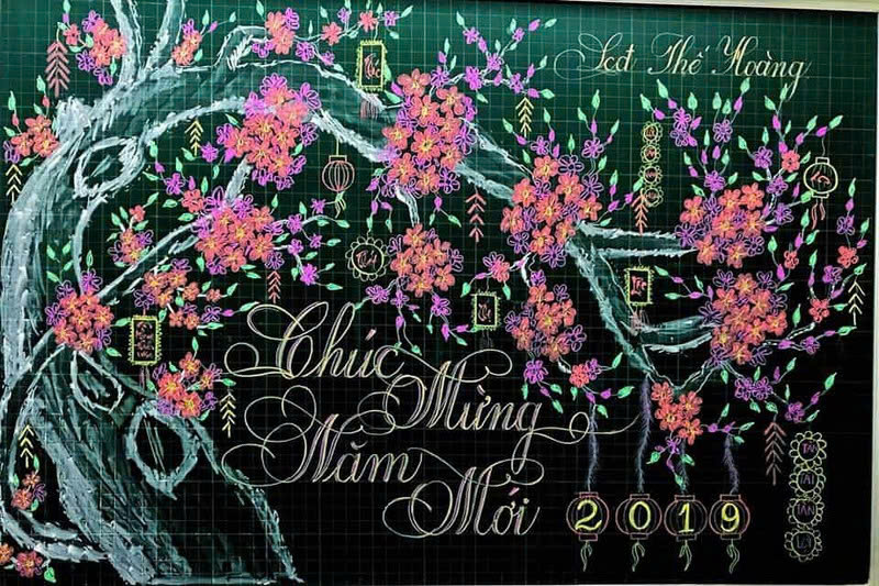 vẽ bảng trang trí Tết đẹp