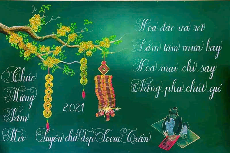 vẽ bảng trang trí Tết đẹp