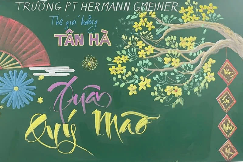 vẽ bảng trang trí Tết đẹp