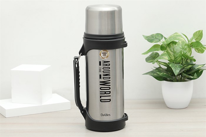 Bình giữ nhiệt inox 1500 ml Delites H21 Bạc thiết kế gọn gàng, màu inox sáng bóng, 
