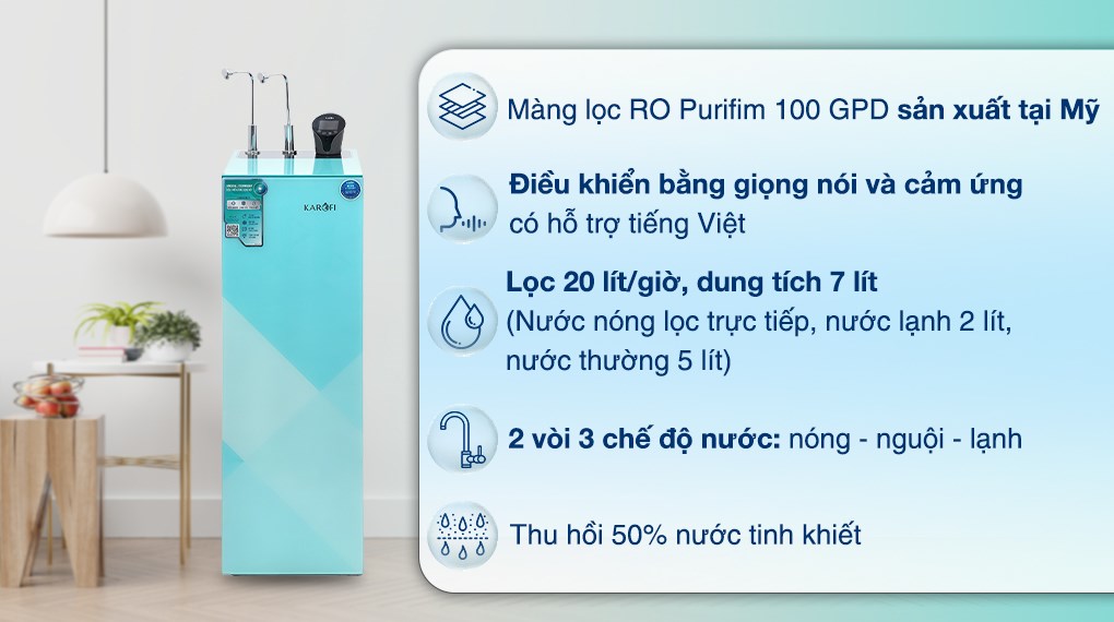 Karofi KAD-N91 lọc 10 lõi, đạt chuẩn QCVN 6-1:2010/BYT, nước sạch uống trực tiếp không đun sôi
