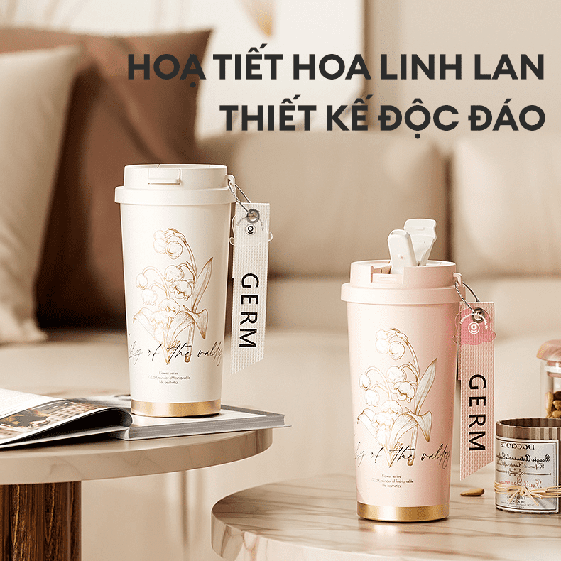 Ly giữ nhiệt Hoa Huệ Thung Lũng GERM GE-23AW-B47 có vẻ ngoài hiện đại, bề mặt phủ sắc đen sang trọng, phù hợp cho mọi đối tượng sử dụng