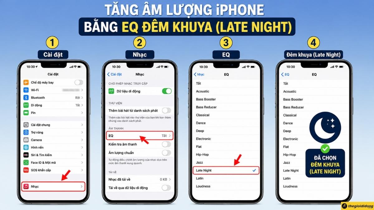 Tăng âm lượng iPhone bằng cài đặt EQ Đêm khuya Tăng âm lượng iPhone bằng cài đặt EQ Đêm khuya