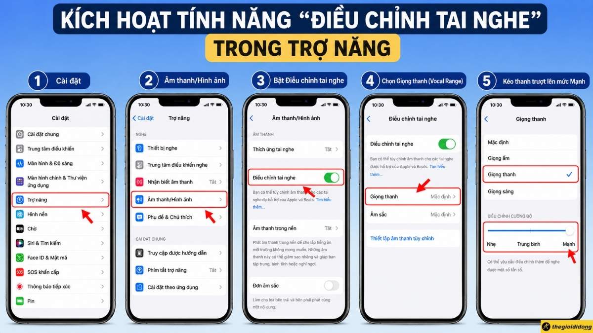 Kích hoạt tính năng Điều chỉnh tai nghe trong Trợ năng Kích hoạt tính năng Điều chỉnh tai nghe trong Trợ năng