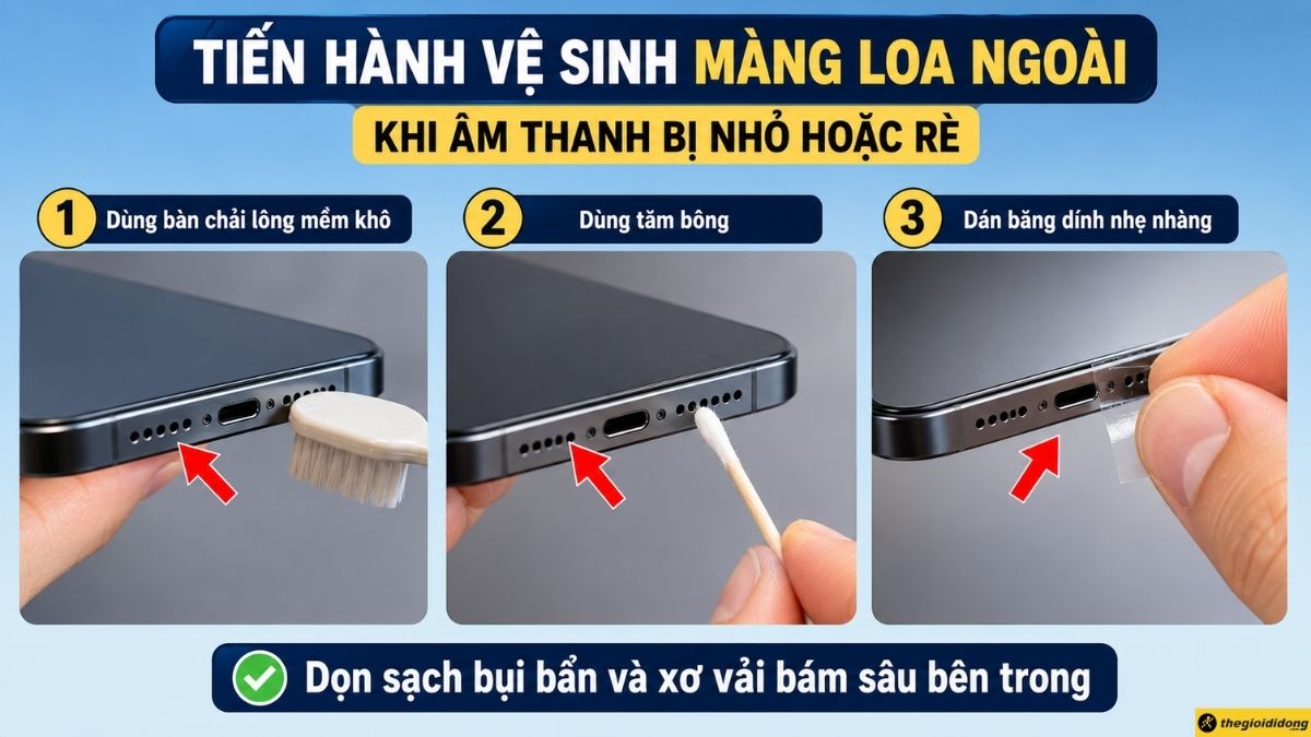 Vệ sinh màng loa ngoài khi âm thanh bị nhỏ hoặc rè Vệ sinh màng loa ngoài khi âm thanh bị nhỏ hoặc rè
