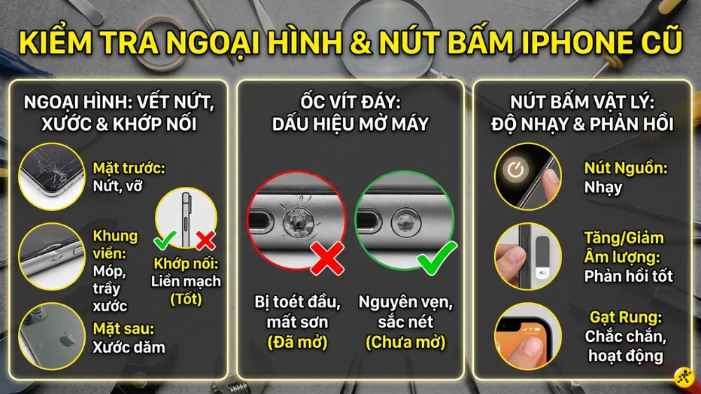 Kiểm tra ngoại h&igrave;nh v&agrave; c&aacute;c ph&iacute;m vật l&yacute;