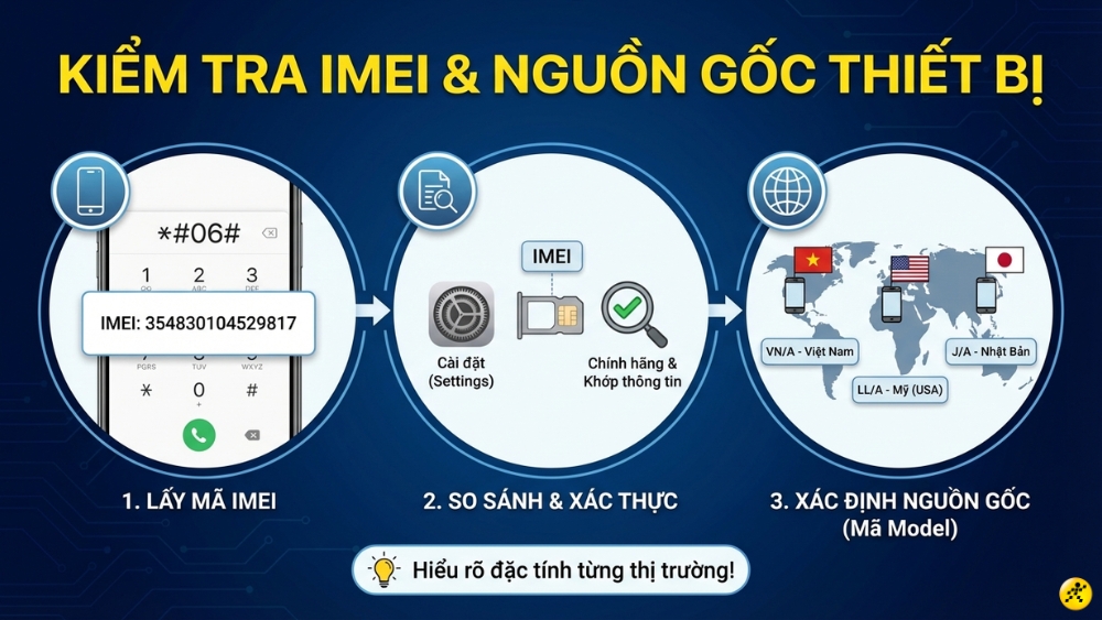 Kiểm tra IMEI v&agrave; nguồn gốc xuất xứ