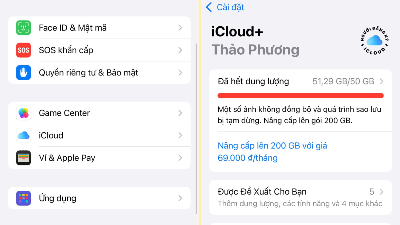 Vào Cài đặt > cuộn xuống dưới cùng > chọn iCloud Vào Cài đặt > cuộn xuống dưới cùng > chọn iCloud