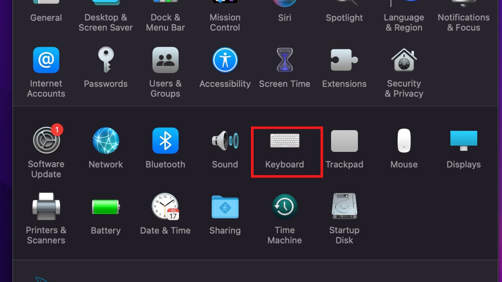 Click chọn mục Keyboard Click chọn mục Keyboard