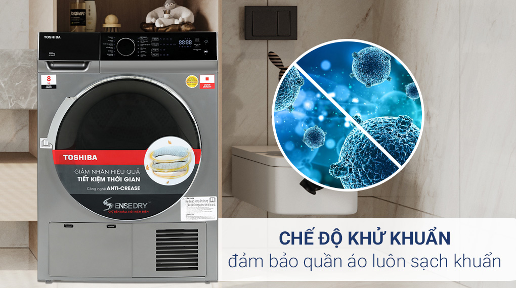 Máy sấy ngưng tụ Toshiba 8 kg TD-K90MEV(SK) có công nghệ sấy nổi bật