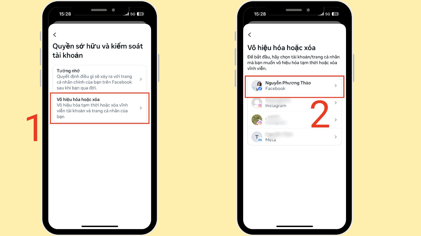 Chọn Vô hiệu hóa hoặc xóa > Chọn tài khoản muốn Vô hiệu hóa Chọn Vô hiệu hóa hoặc xóa > Chọn tài khoản muốn Vô hiệu hóa