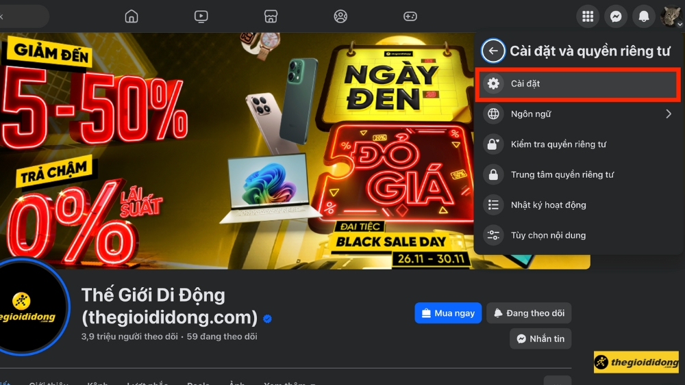 Chọn Cài đặt Chọn Cài đặt