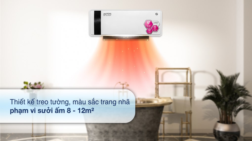 Máy sưởi gốm Ceramic Mutosi MCH-2000 sưởi ấm tốt trong phạm vi 8 - 12m²