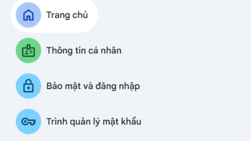 Chọn Bảo mật (Security)