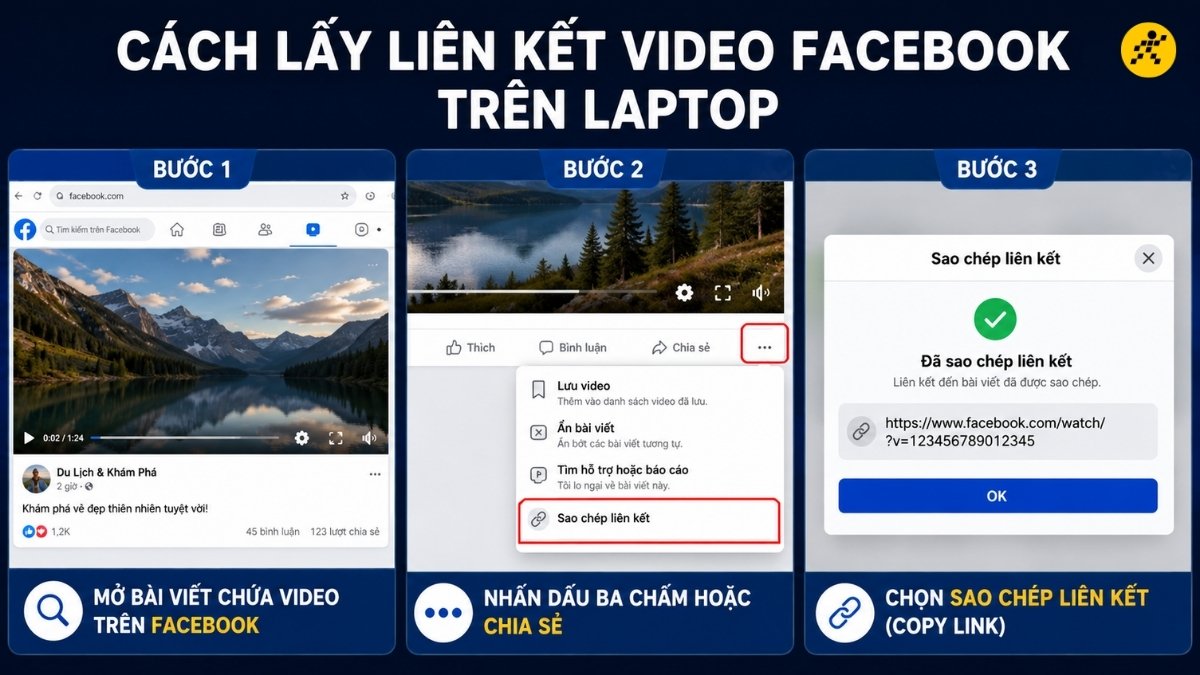 C&aacute;ch lấy li&ecirc;n kết video Facebook tr&ecirc;n laptop