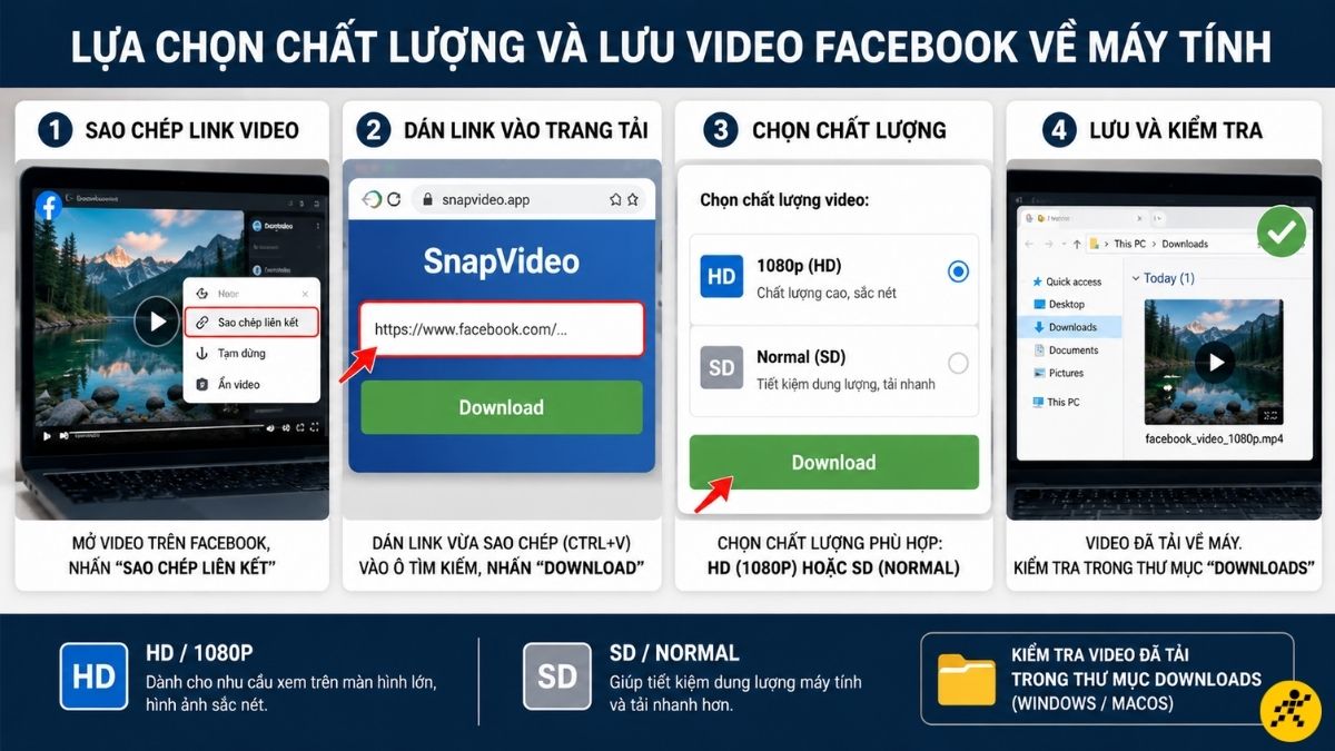 Lựa chọn chất lượng v&agrave; lưu video về m&aacute;y t&iacute;nh