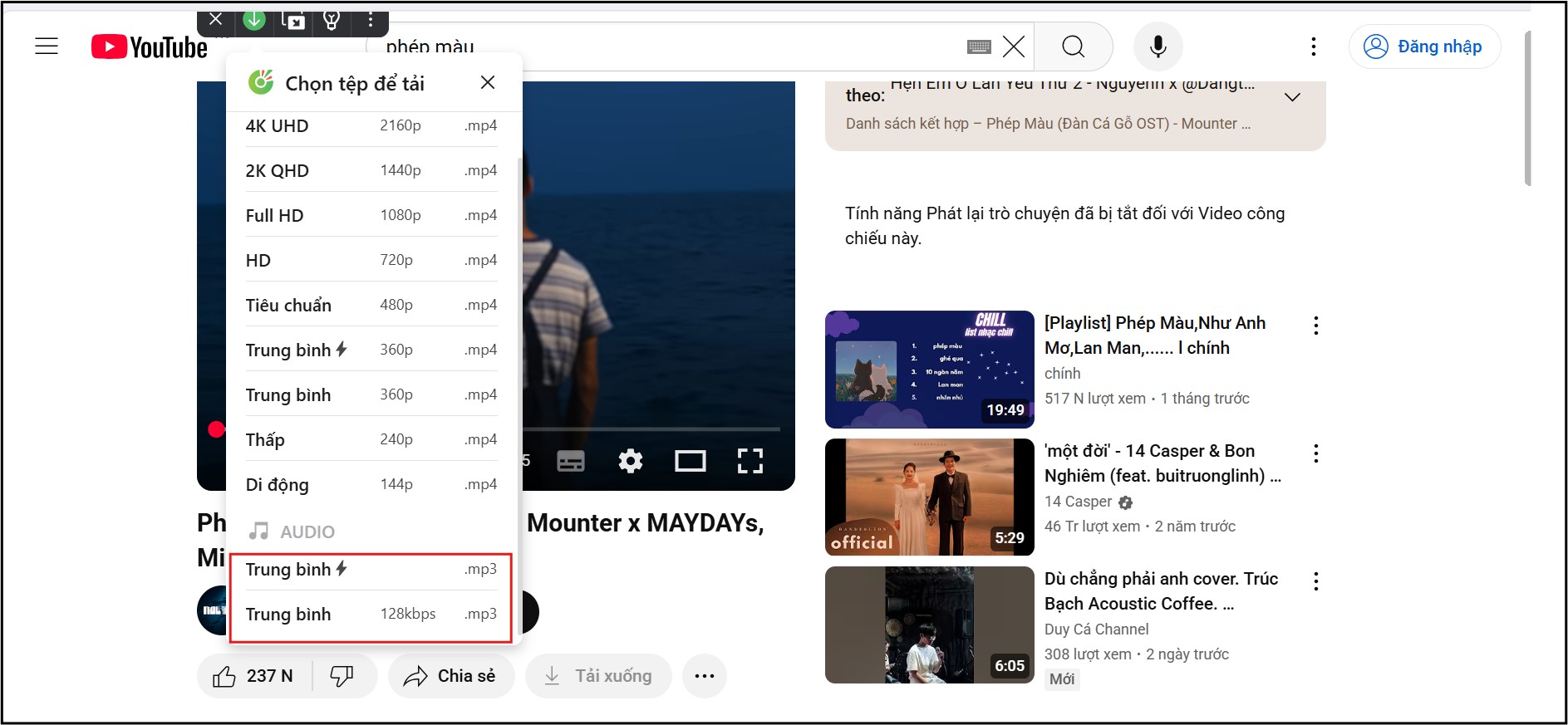 Chọn video bạn muốn tải nhạc Chọn video bạn muốn tải nhạc