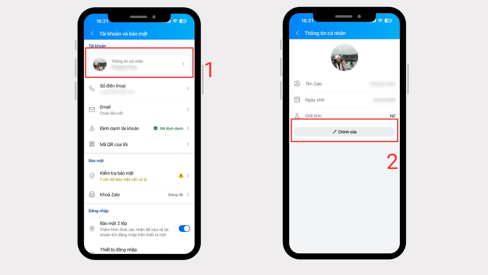 Chọn Xem trang c&aacute; nh&acirc;n > Bấm Chỉnh sửa
