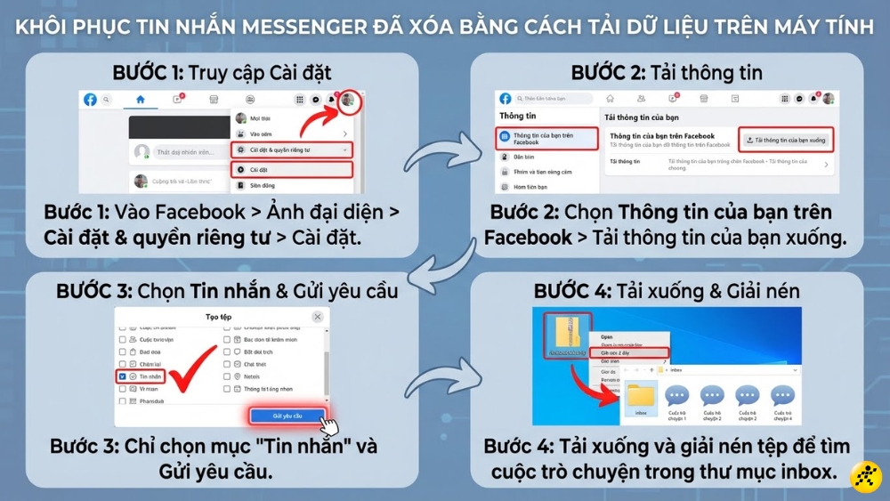 Kh&ocirc;i phục tin nhắn Messenger đ&atilde; x&oacute;a bằng c&aacute;ch tải dữ liệu