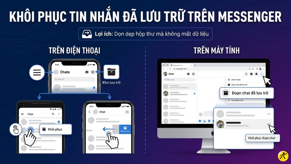 Kh&ocirc;i phục tin nhắn Messenger đ&atilde; lưu trữ