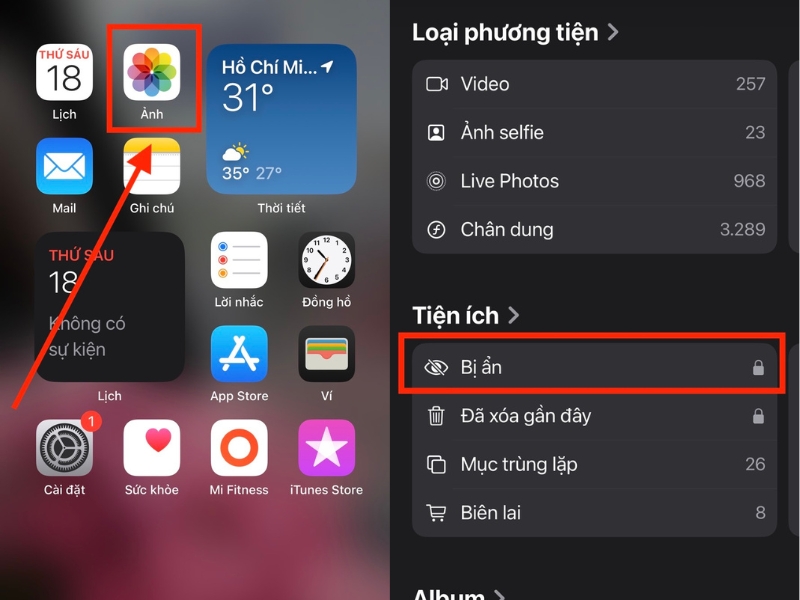 Chọn mục Bị ẩn Chọn mục Bị ẩn