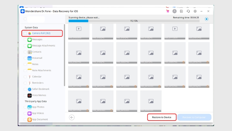 Nhấn Restore to Device Nhấn Restore to Device
