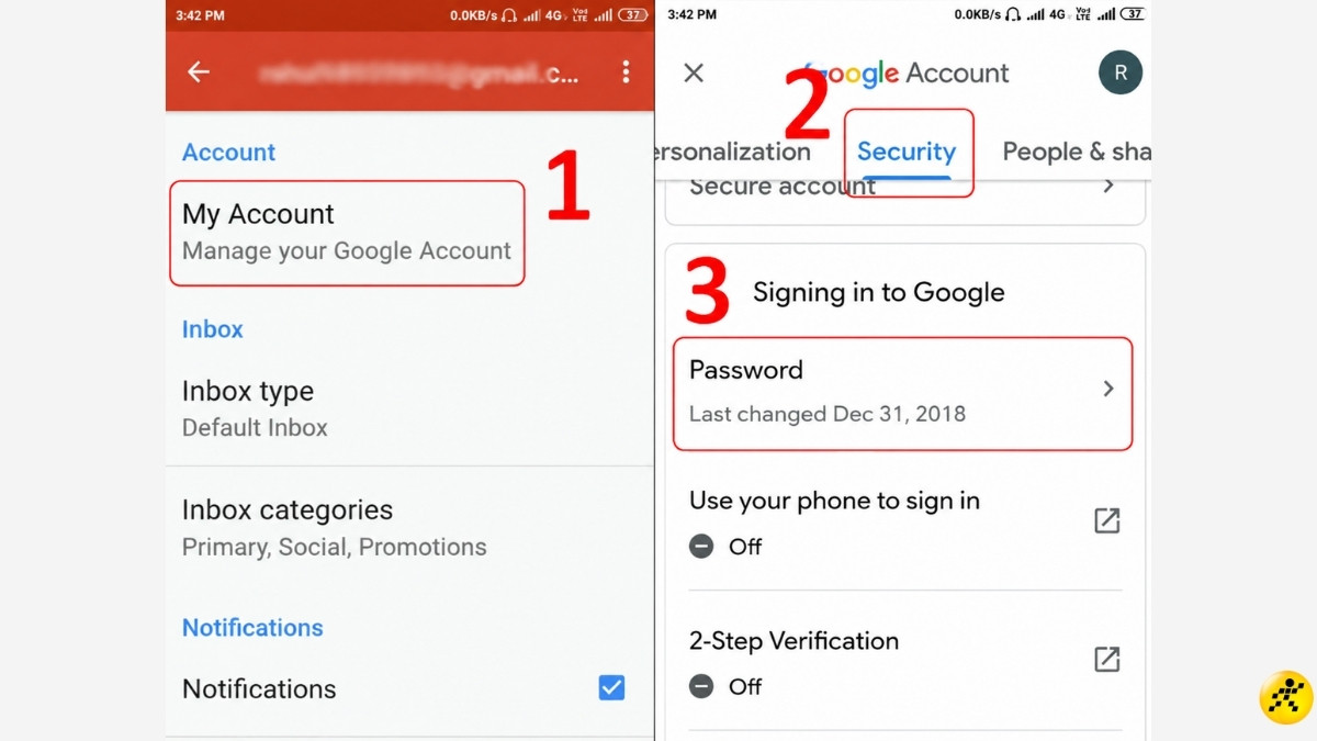 Security > Chọn Password Security > Chọn Password