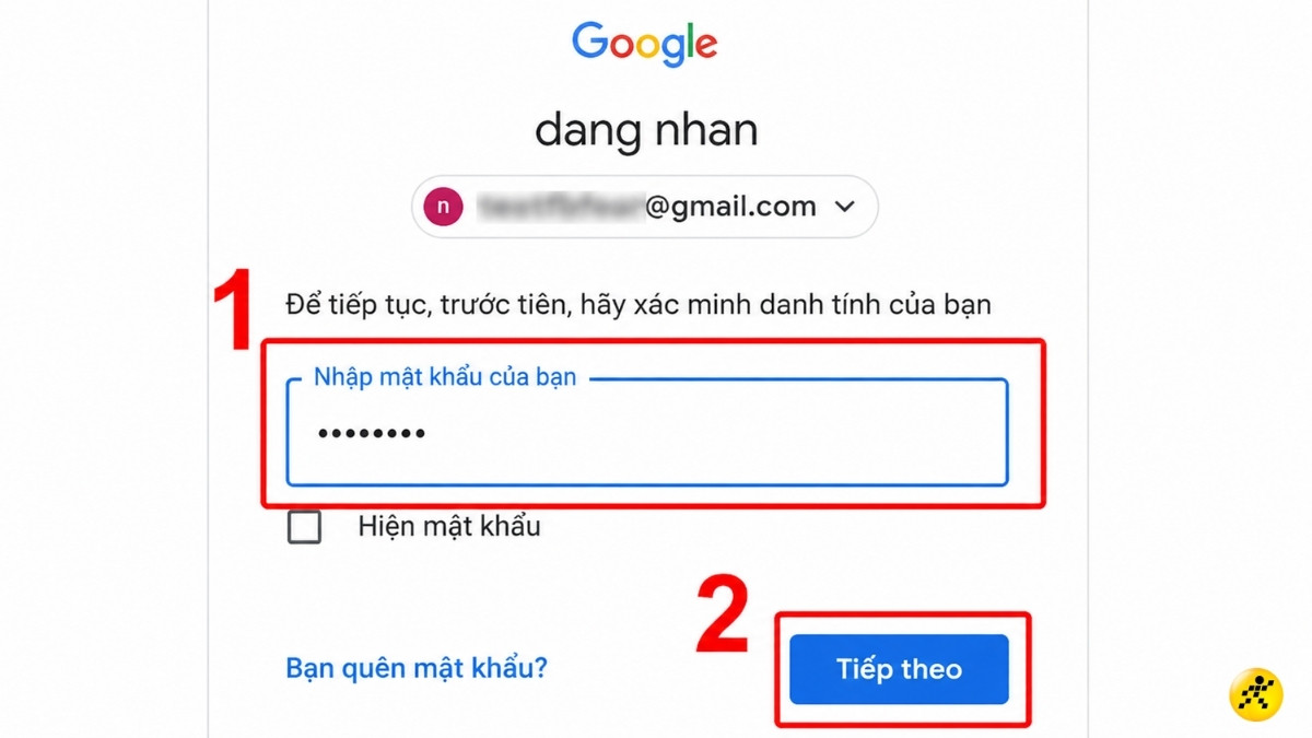 Nhấn Tiếp theo để x&aacute;c minh