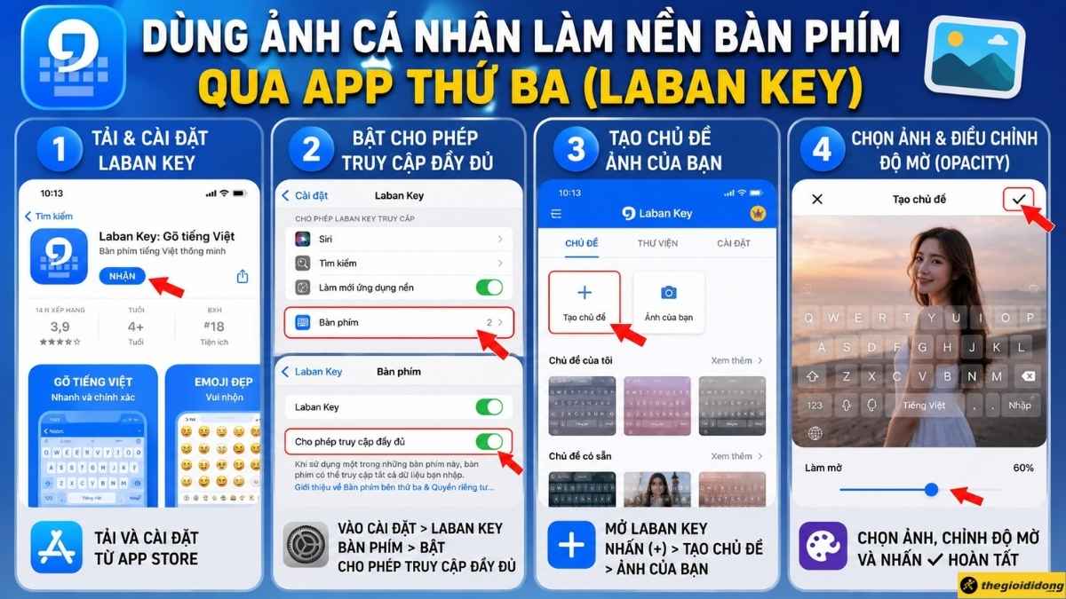 Dùng ảnh cá nhân làm nền bàn phím iPhone qua App thứ ba