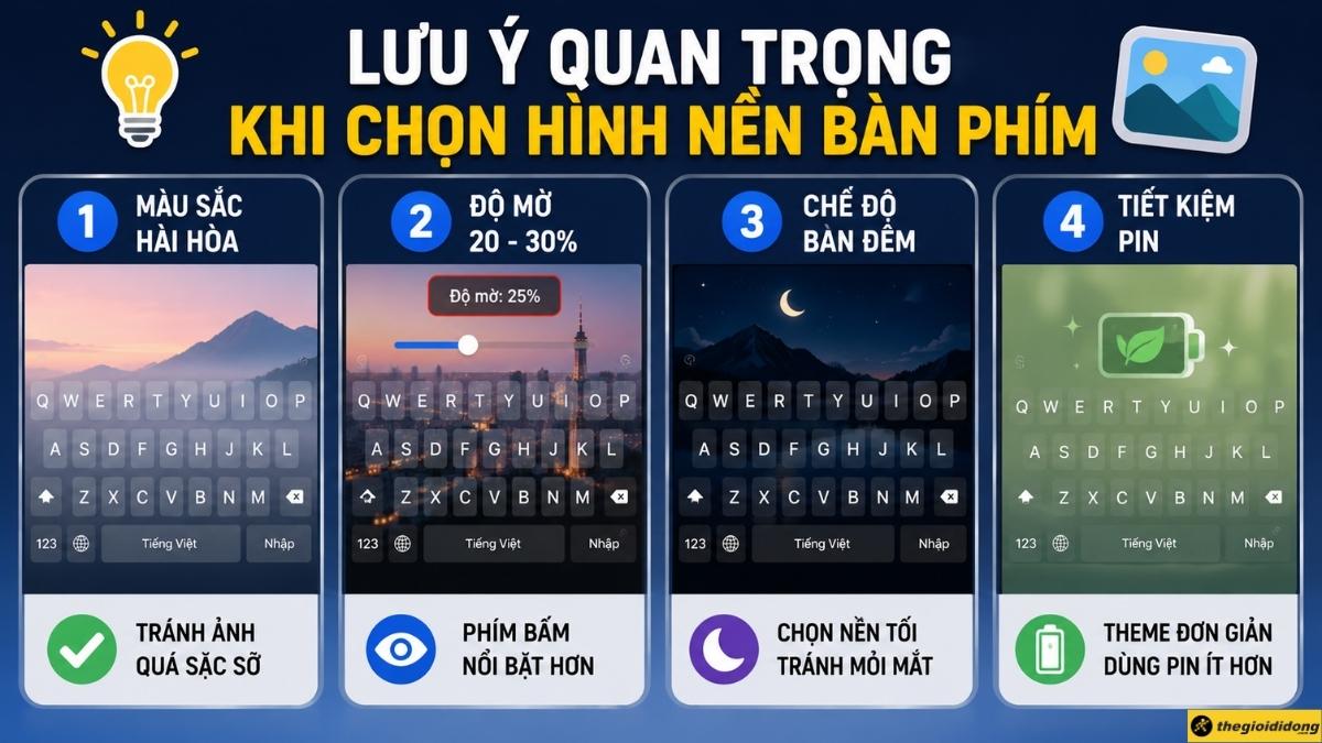 Lưu ý quan trọng khi chọn hình nền bàn phím