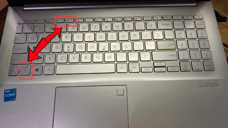 Trên laptop Asus bấm Fn + F4 / F5 để giảm/tăng độ sáng Trên laptop Asus bấm Fn + F4 / F5 để giảm/tăng độ sáng