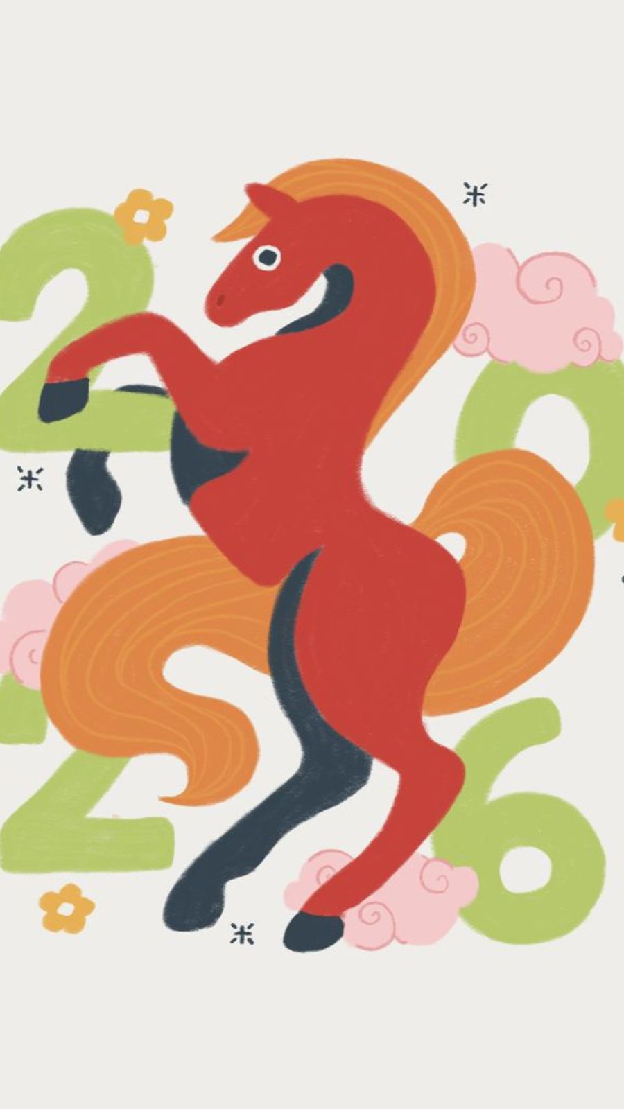 H&igrave;nh nền con ngựa đỏ hoạt h&igrave;nh tung v&oacute;