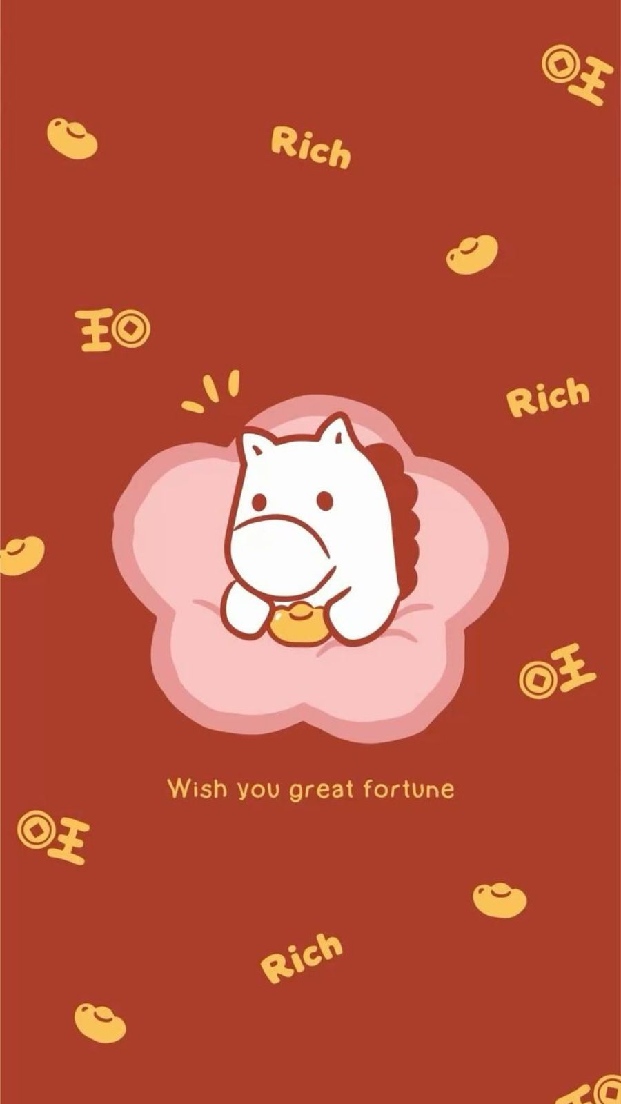 Background Tết 2026 ch&uacute; ngựa chibi nền đỏ t&agrave;i lộc