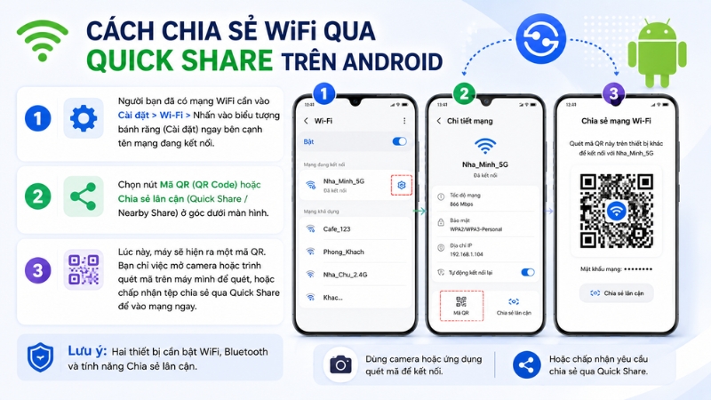 C&aacute;ch chia sẻ WiFi qua Quick Share tr&ecirc;n Android