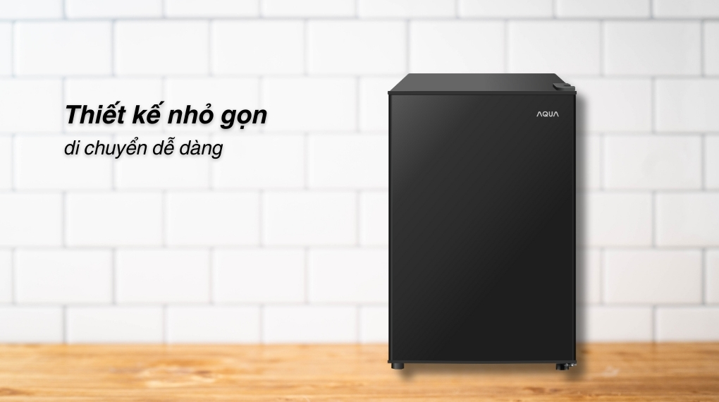 Tủ lạnh Aqua 90 lít AQR-D100FA(BS) có thiết kế 90 lít nhỏ gọn, di chuyển dễ dàng