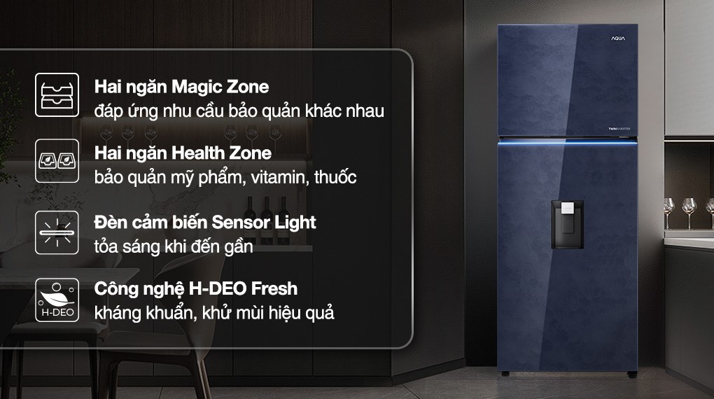 Tủ lạnh Aqua Inverter 480 lít AQR-TA546FA(WGL)U1 trang bị thêm công nghệ DEO Fresh loại bỏ các loại vi khuẩn, mùi hôi do thực phẩm gây ra