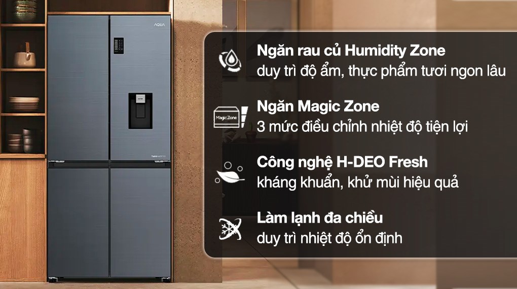 Tủ lạnh Aqua Inverter 469 lít Multi Door AQR-M536XA(WSL) phù hợp cho những gia đình từ 4 - 5 người hoặc người có nhu cầu bảo quản nhiều thực phẩm