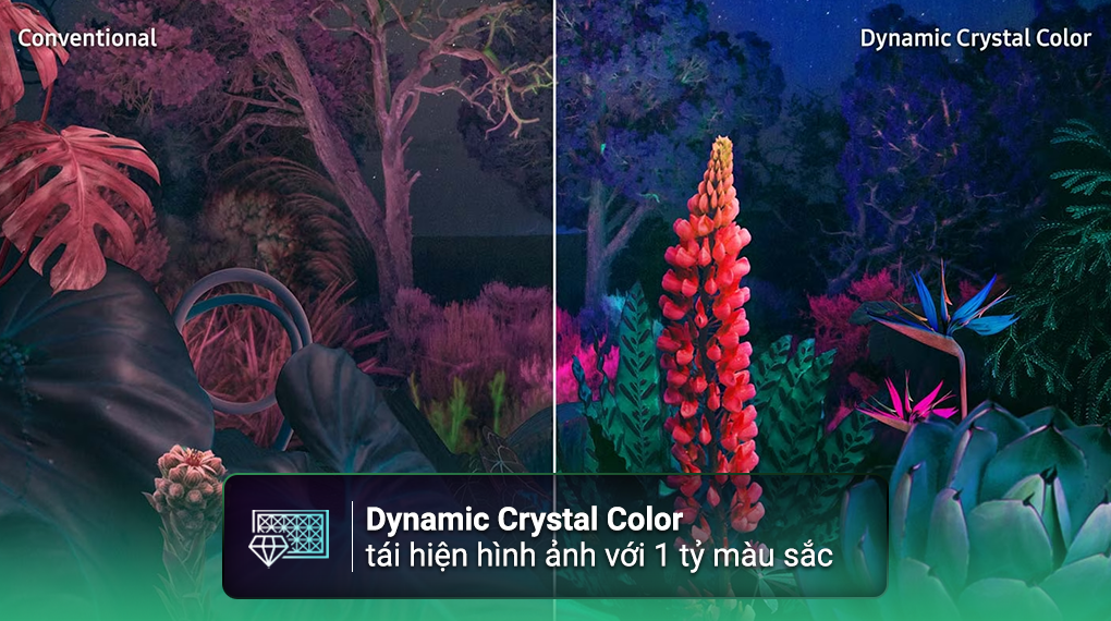 Smart Tivi Crystal UHD Samsung 4K 43 inch UA43CU8000 có màu sắc nổi bật nhờ được tích hợp công nghệ Dynamic Crystal Color