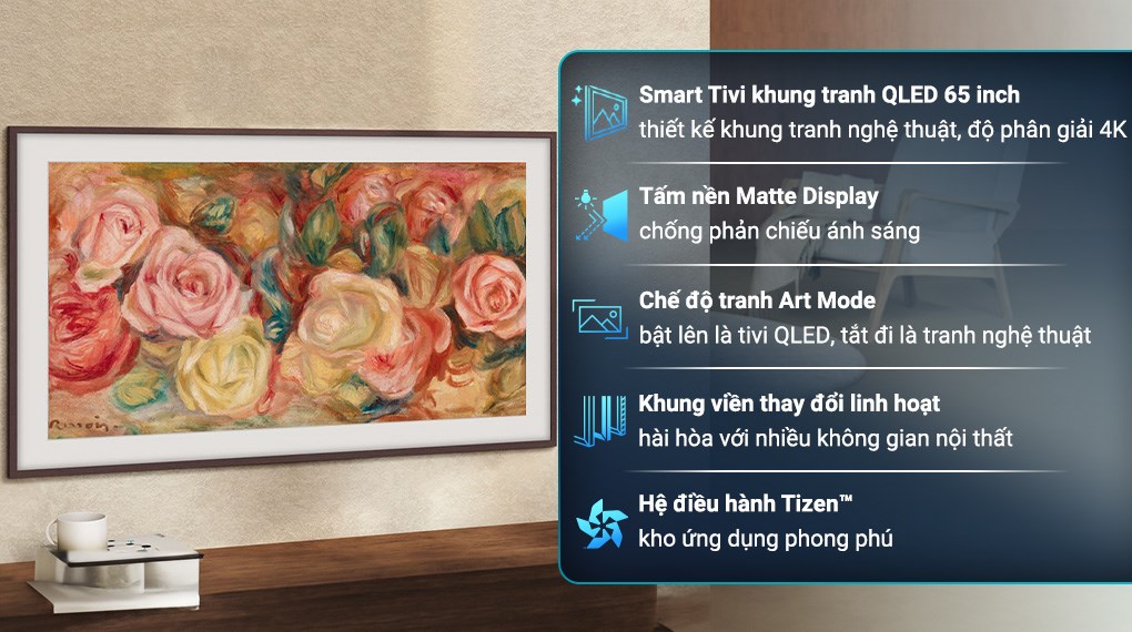 Smart Tivi Khung Tranh The Frame QLED Samsung AI 4K 65 inch QA65LS03D có thiết kế độc đáo, đầy tính nghệ thuật