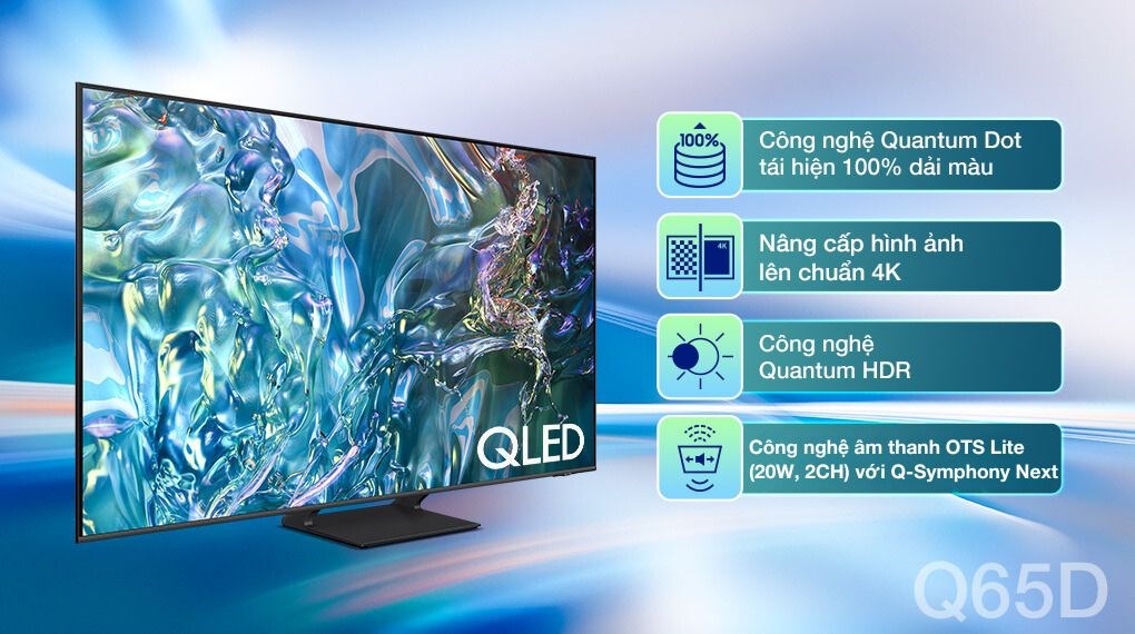 Smart Tivi QLED Samsung 4K 75 inch QA75Q65D mang đến trải nghiệm chân thực với màn hình không viền và độ phân giải 4K