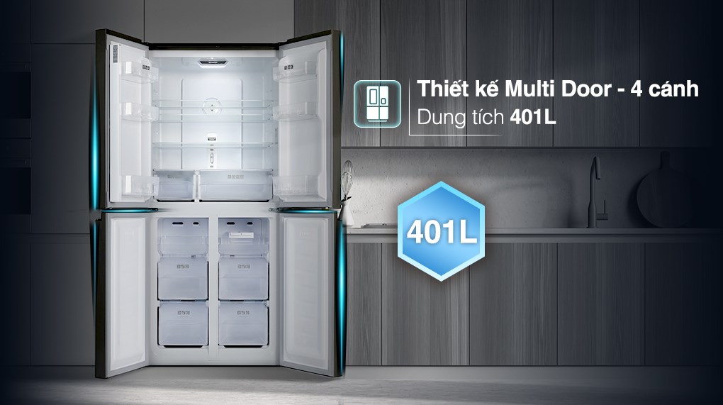 Tủ lạnh Sharp Inverter 401 lít Multi Door SJ-FXP480VG-BK