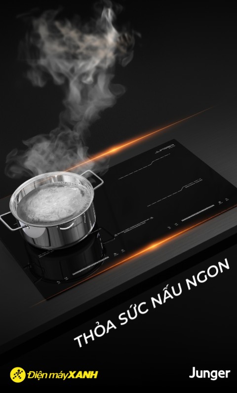 Bếp từ đôi lắp âm Junger MK-22 có tổng công suất 4000W khi bật cùng lúc 2 bếp giúp nấu nướng nhanh chóng, tiết kiệm thời gian