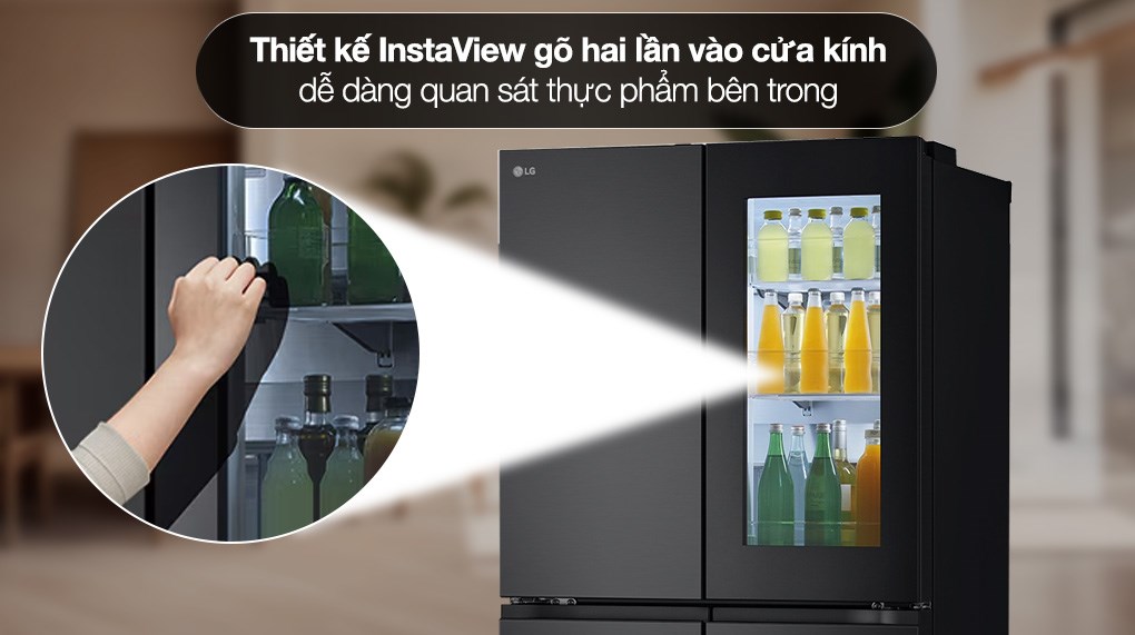 Tủ lạnh LG Inverter 508 lít Multi Door InstaView LFI50BLMAI có thiết kế Multi Door 4 cánh sang trọng, hiện đại