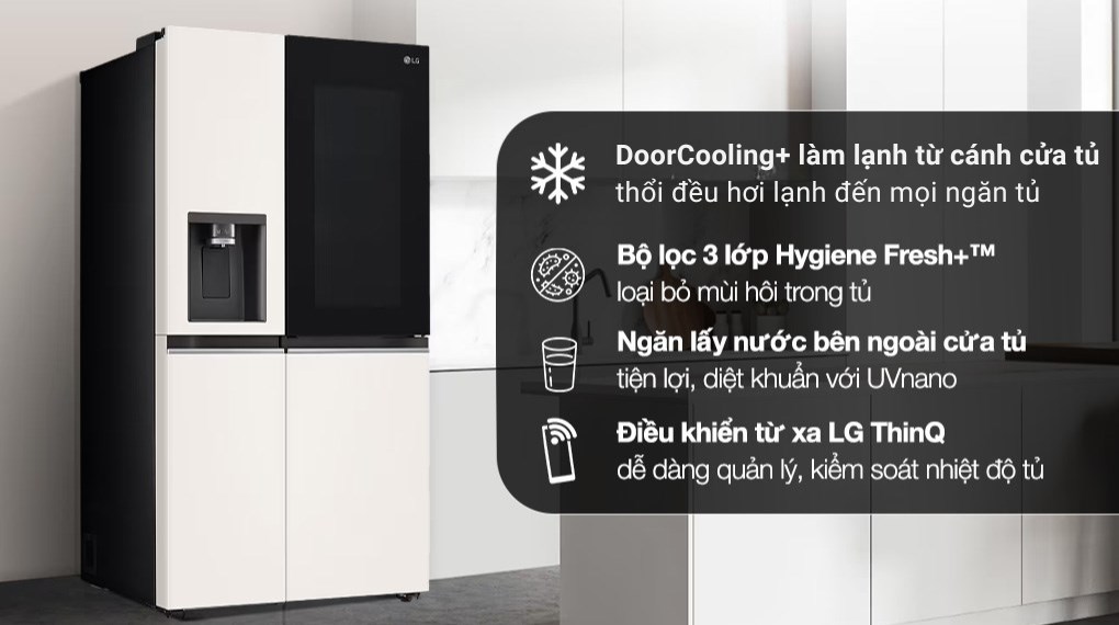 Tủ lạnh LG Inverter 635 lít Side By Side InstaView Door-in-Door GR-X257BG có thiết kế sang trọng, tôn vẻ đẹp của không gian