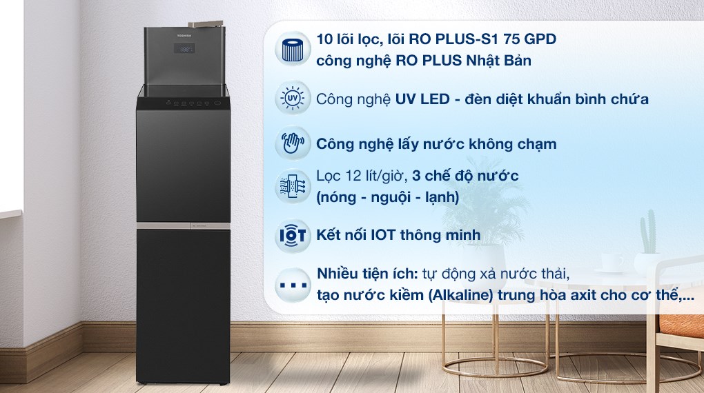 Máy lọc nước RO nóng nguội lạnh Hydrogen Toshiba TWP-W2398SVN(M) 10 lõi