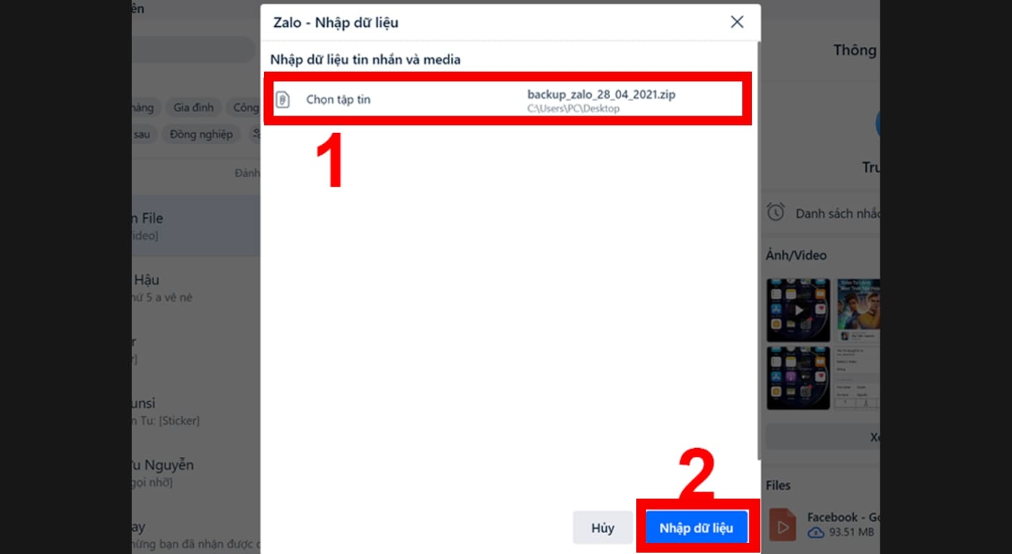Tải dữ liệu dữ phòng của Zalo trên máy tính