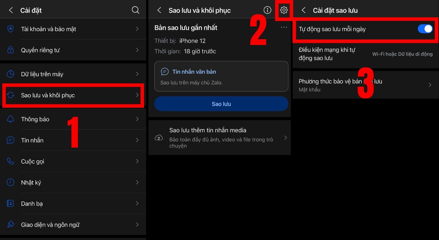 Cách sao lưu tin nhắn Zalo tự động
