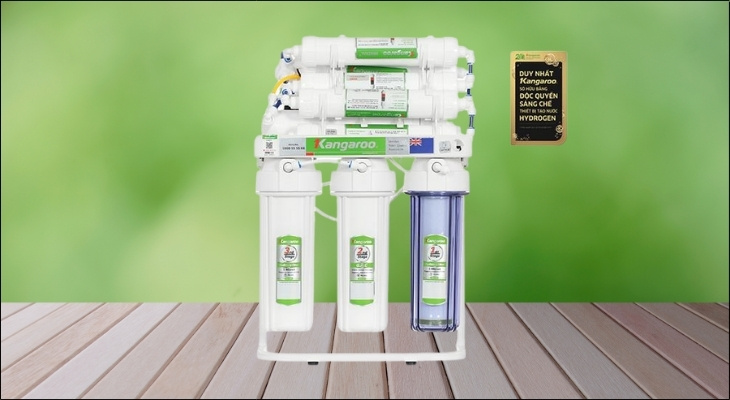 Máy lọc nước RO Hydrogen Kangaroo KGRP10 10 lõi có khả năng tự động xả nước thải, ngừng hoạt động khi nước đầy bình, tại nước kiềm trung hòa axit,...