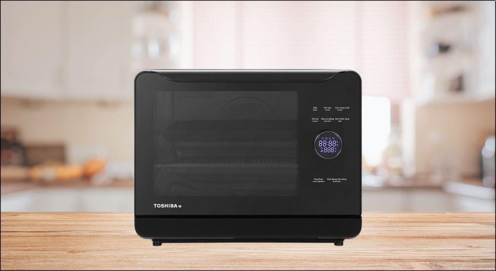 Lò nướng có hấp Toshiba MS3-STQ20SE(BK) có thiết kế dạng thùng nhỏ gọn, các cạnh được bo góc tạo cảm giác mềm mại, hiện đại, tạo điểm nhấn cho không gian bếp